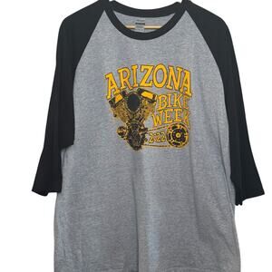 2022 Arizona Bike Week Size 2XL Black Gray 3/4 Raglan Shirt Motorcycle Motor